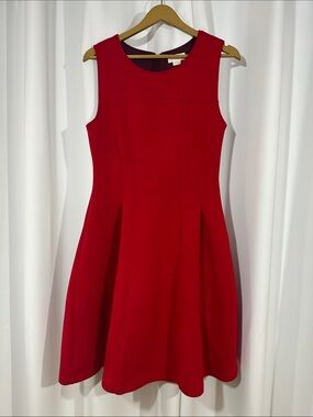 Anthropologie Maeve Red Fit & Flare Dress Large Sleeveless Ponte